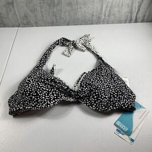 Coco Reef‎ Women's Reversible Bikini Swim Top 36/38D Black Cheetah Print NWT